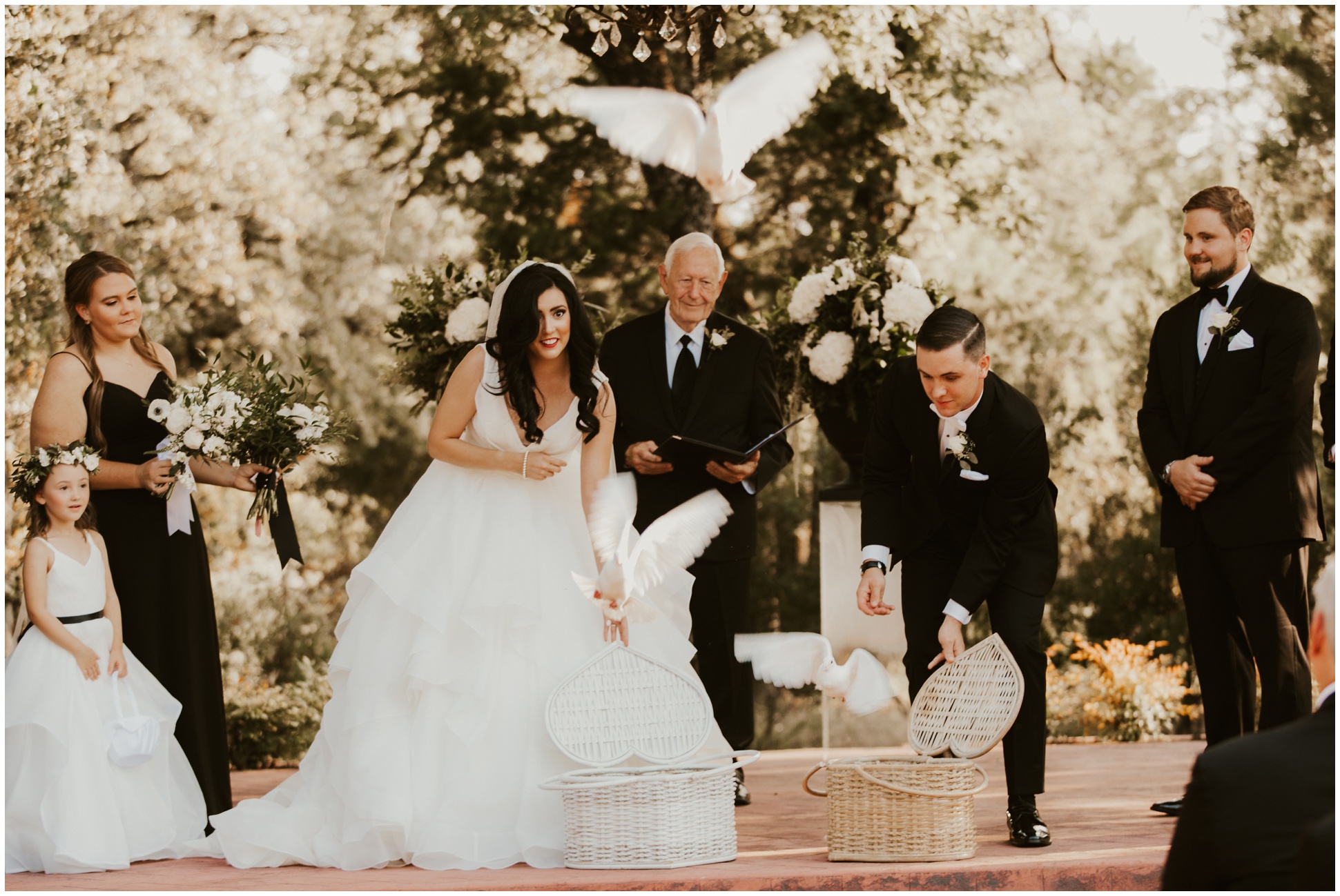 Doves released at wedding ceremony at The Springs in Rockwall