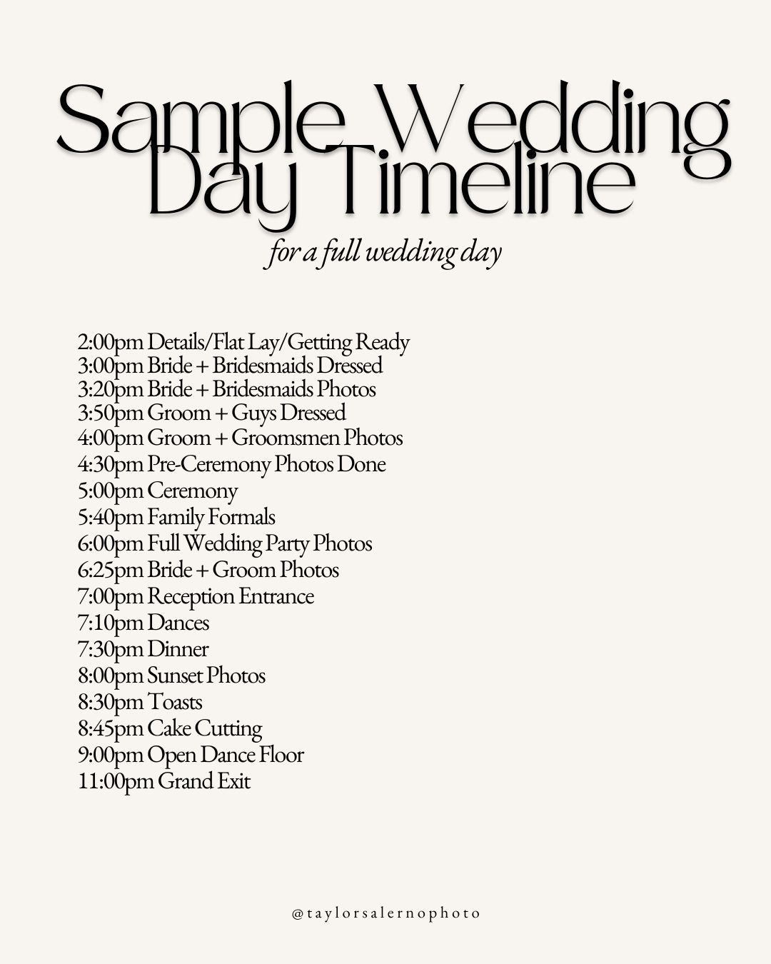 wedding day timeline example